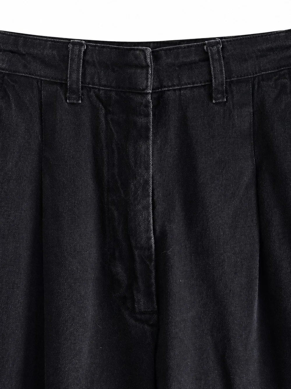 Zara High Rise Pleated Wide Leg Pants Black Trouser Jeans USA 2 EU 34 - Picture 3 of 13